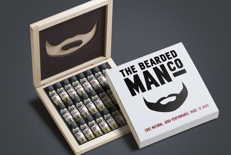 Olika sorters skäggolja i en stilig förpackning